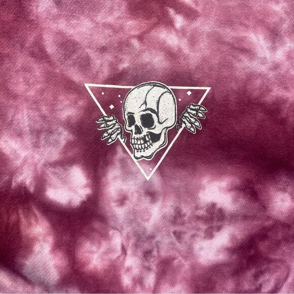 Boys Burgundy Tie-Dye Hoodie Skull Logo Streetwear - Picture 10 of 11